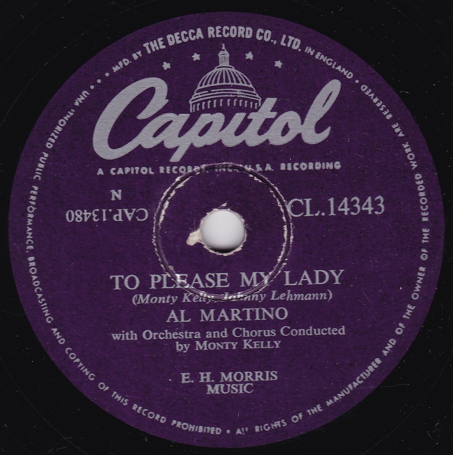 Al Martino ‎– The Man From Laramie (Capitol 1955) 10" shellac G+/-