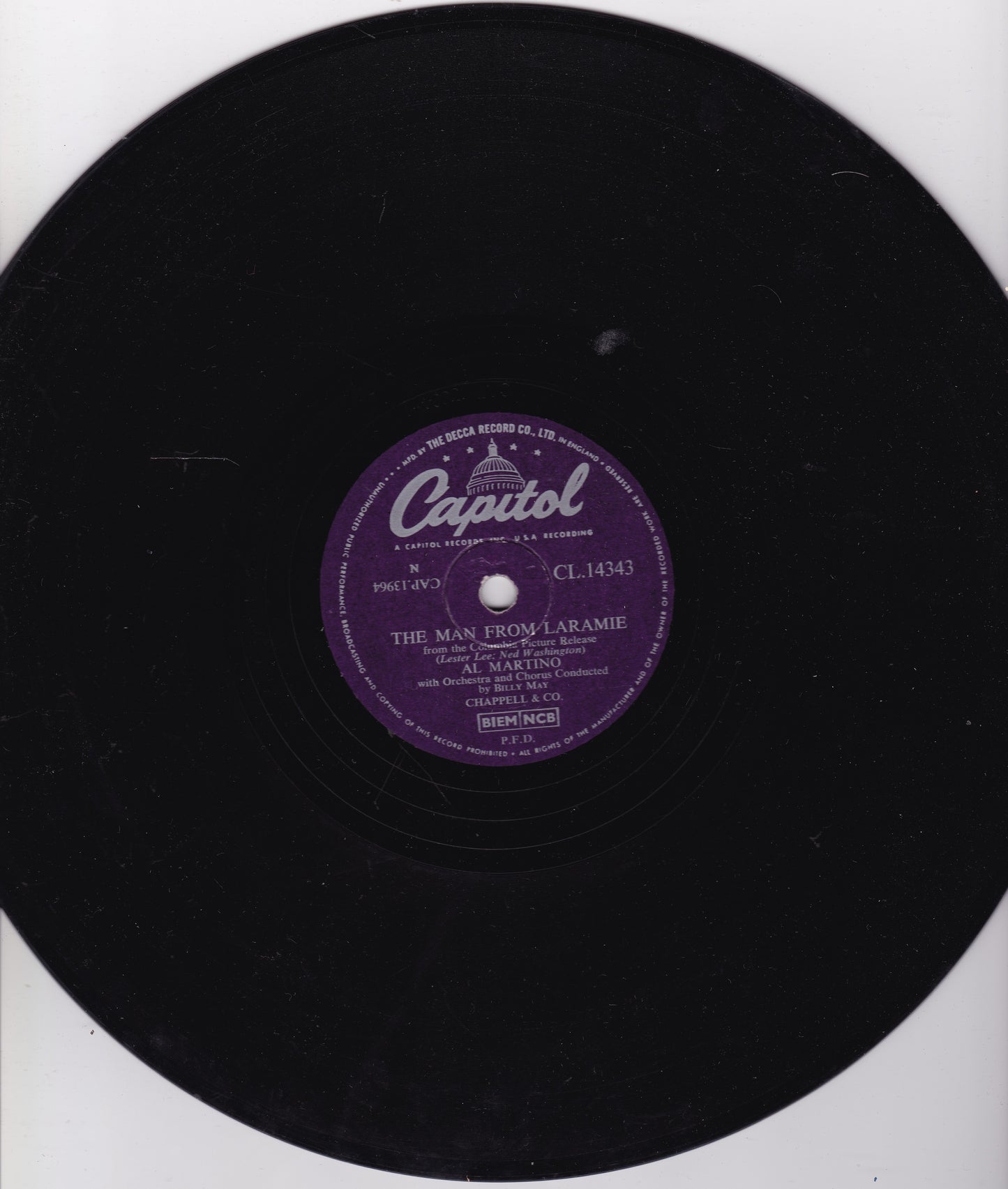 Al Martino ‎– The Man From Laramie (Capitol 1955) 10" shellac G+/-