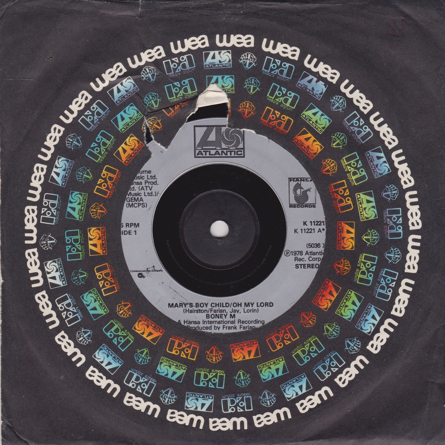 Boney M – Mary's Boy Child (Atlantic 1978) 7" vinyl single G+/-