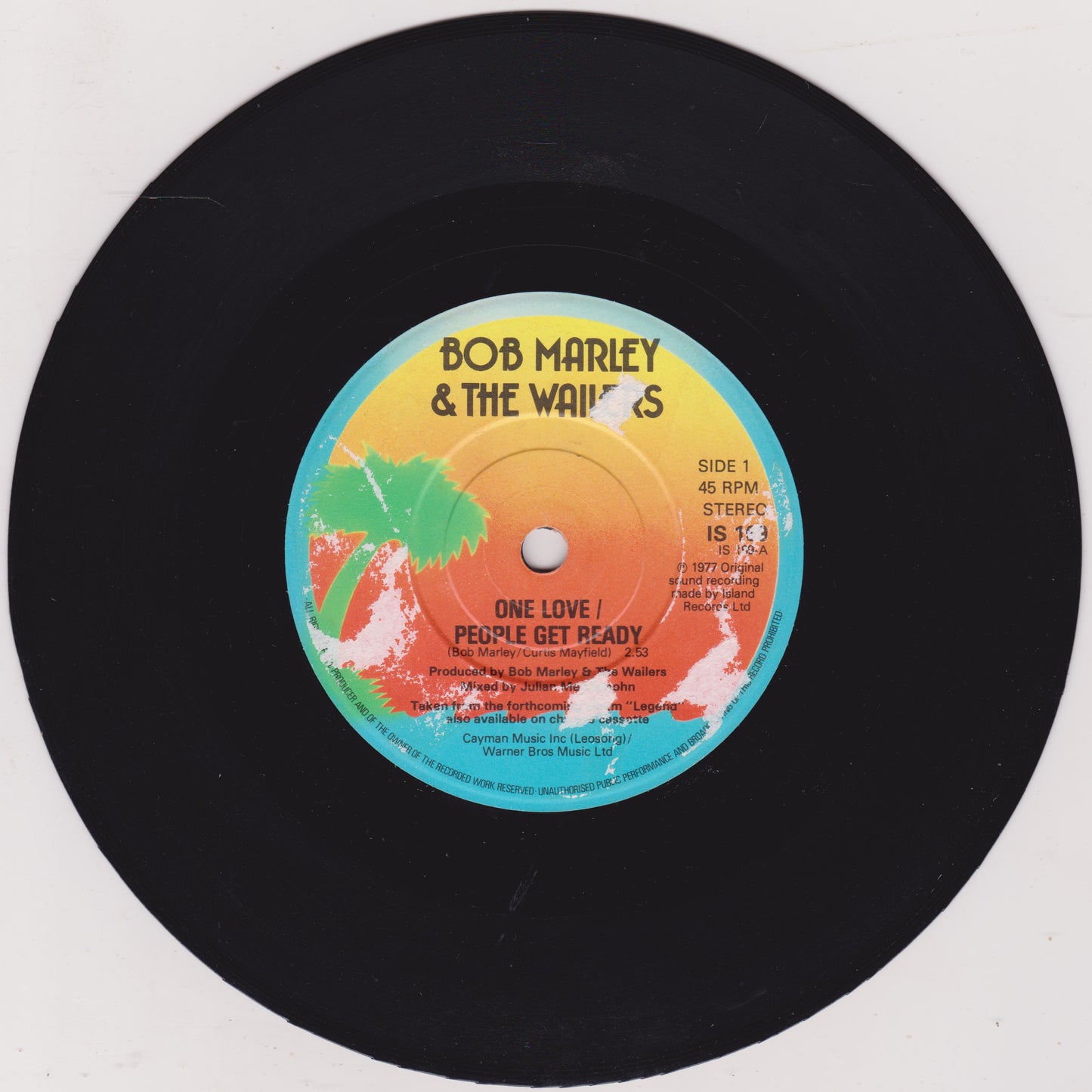 Bob Marley & The Wailers ‎– One Love / People Get Ready (Island 1984) 7" vinyl single VG/-