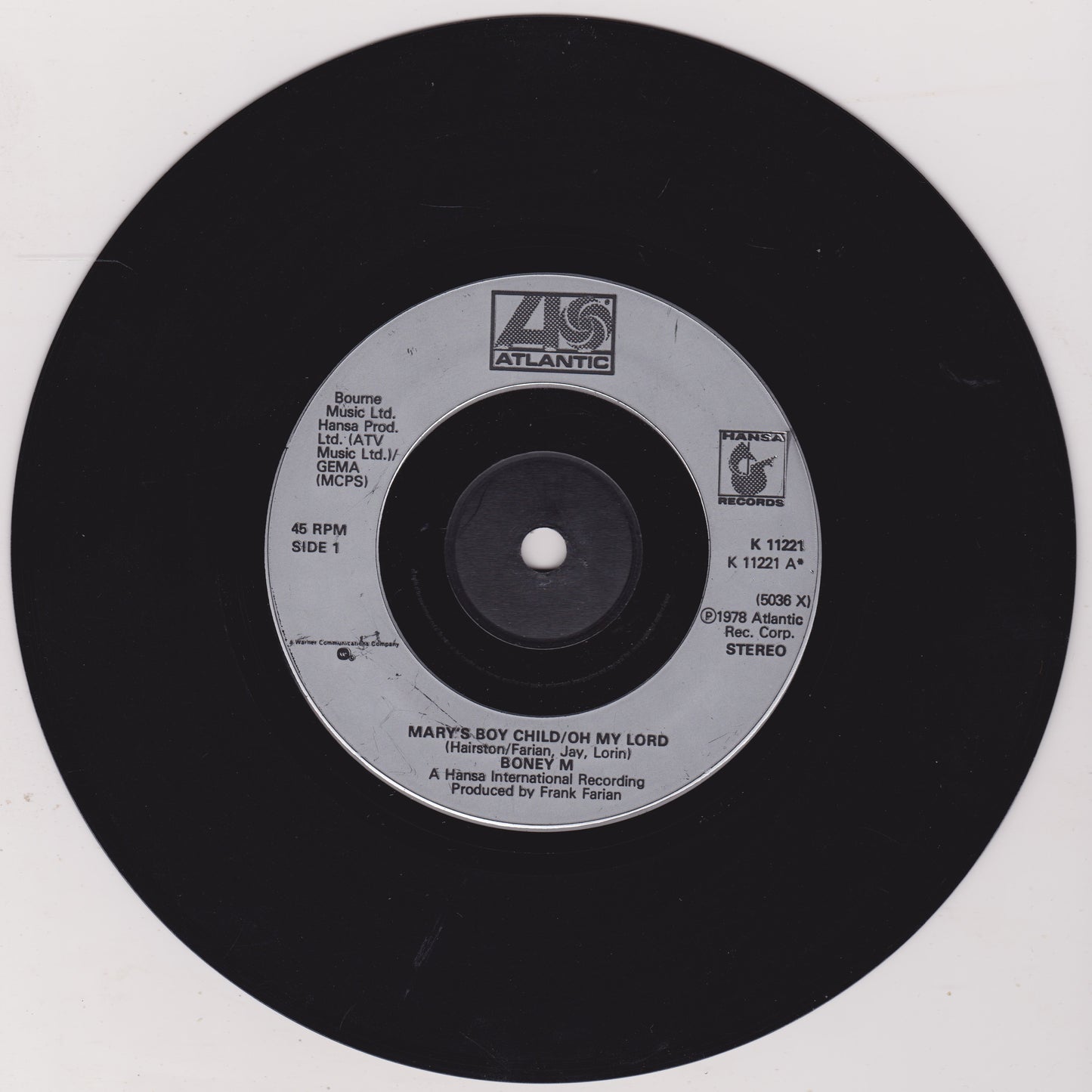Boney M – Mary's Boy Child (Atlantic 1978) 7" vinyl single G+/-