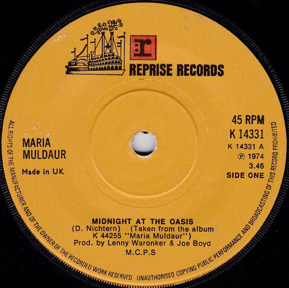 Maria Muldaur ‎– Midnight At The Oasis (Reprise 1974) 7" vinyl single G+/-