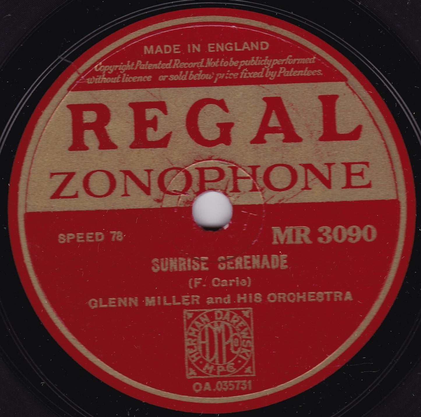 Glenn Miller And His Orchestra ‎– Moonlight Serenade (1939) 10" shellac VG/VG