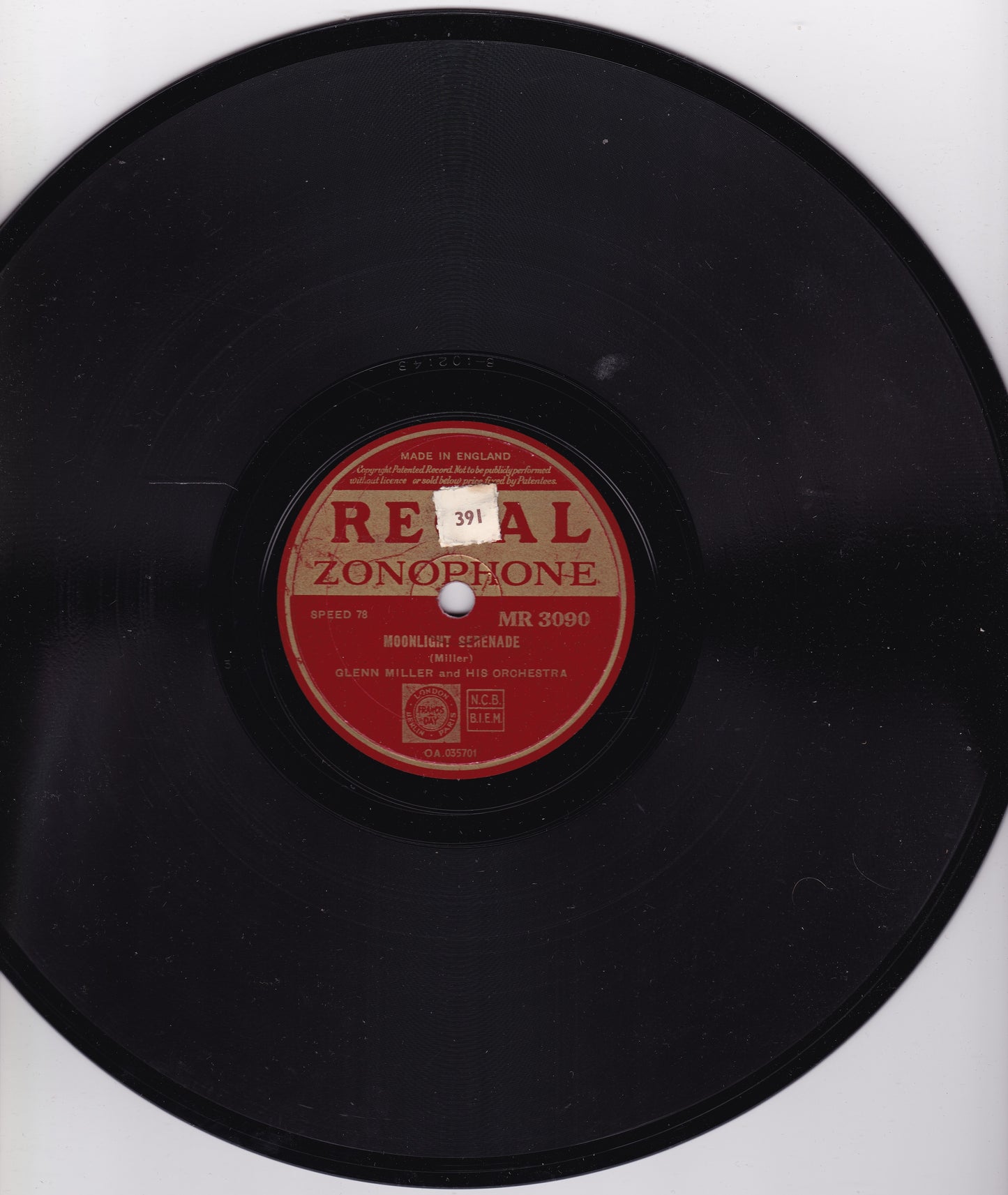 Glenn Miller And His Orchestra ‎– Moonlight Serenade (1939) 10" shellac VG/VG