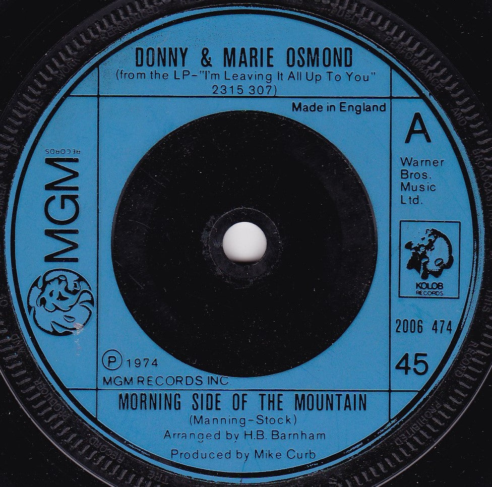 Donny And Marie Osmond - Morning Side Of The Mountain (MGM 1974) 7" vinyl single VG/-