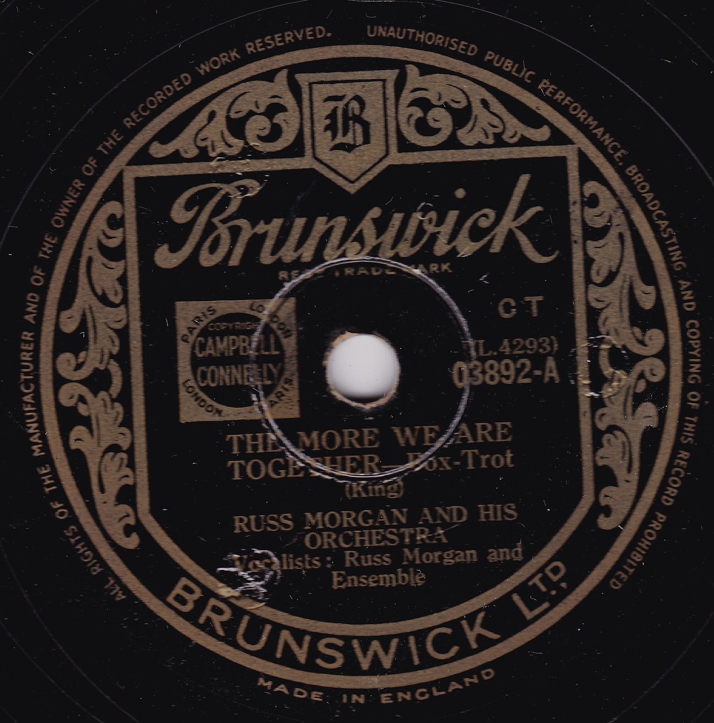 Russ Morgan And His Orchestra ‎– The More We Are Together 10" shellac VG/-