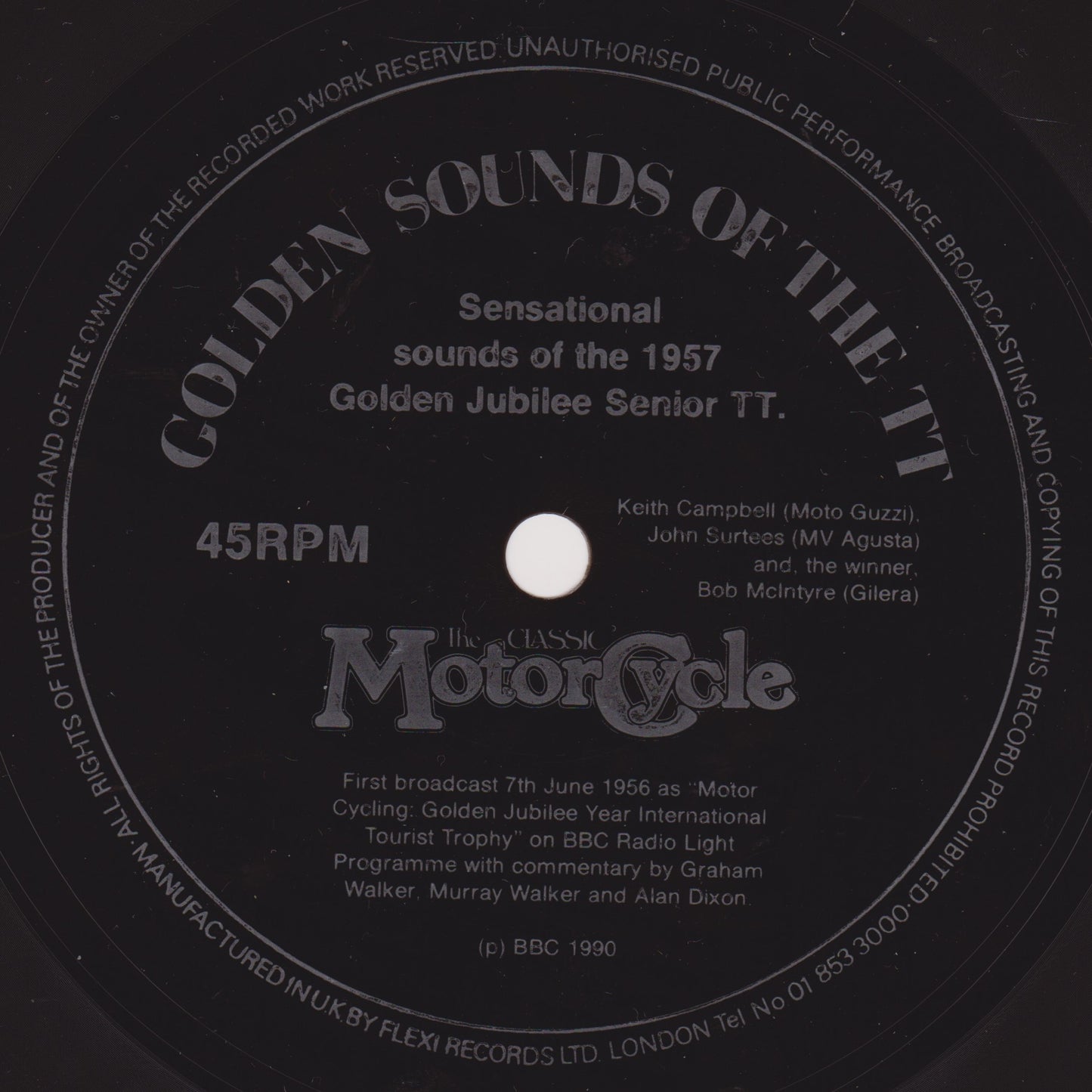 Various – Golden Sounds Of The TT (The Classic MotorCycle) 7" single sided flexi disc VG/-
