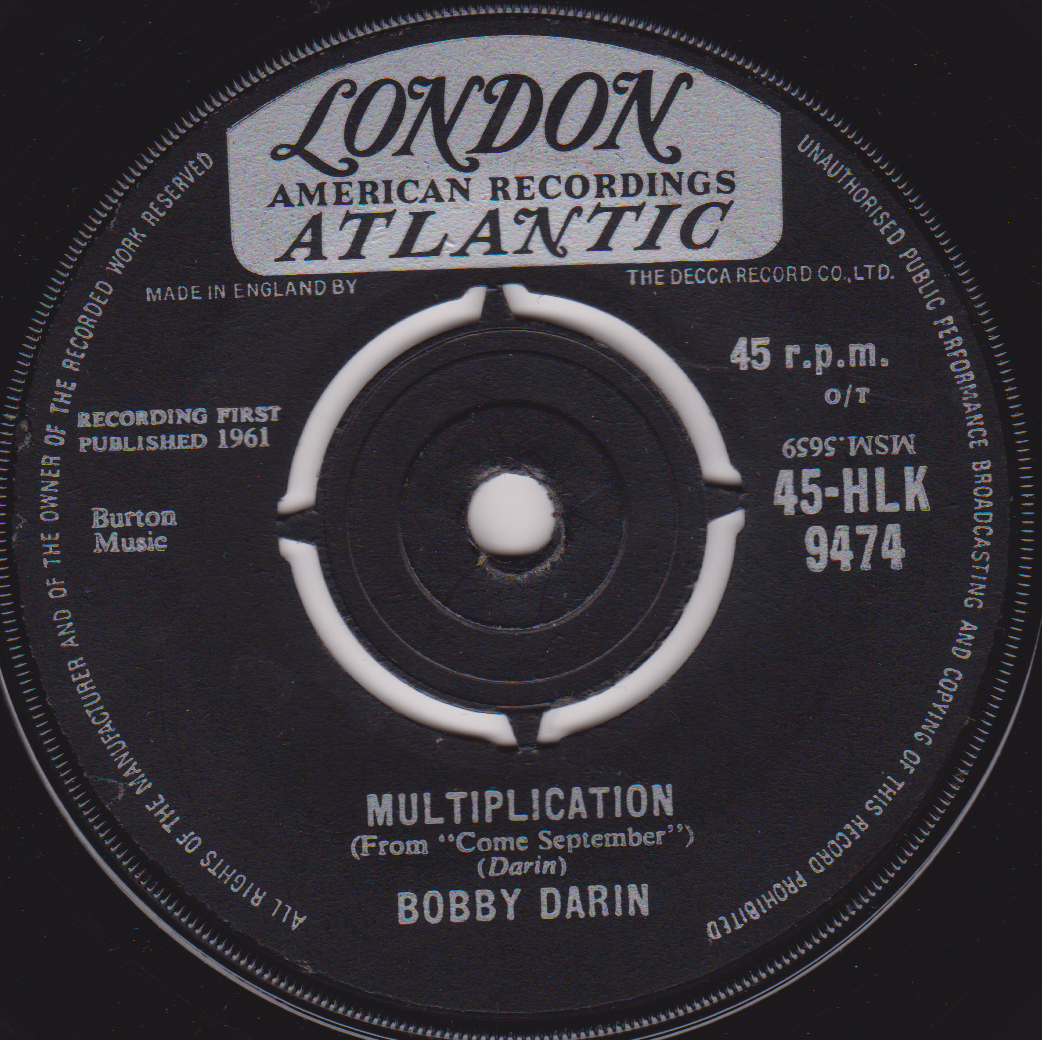 Bobby Darin - Multiplication (London 1961) 7" vinyl single VG/-