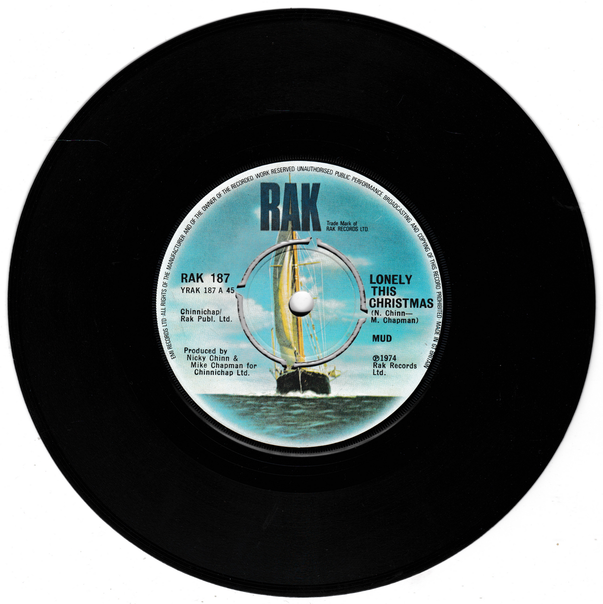 Vinyl record with a blue label featuring 'RAK' and text
