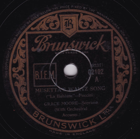 Grace Moore ‎– Musetta's Waltz Song (Brunswick 1936) 10" shellac VG/-