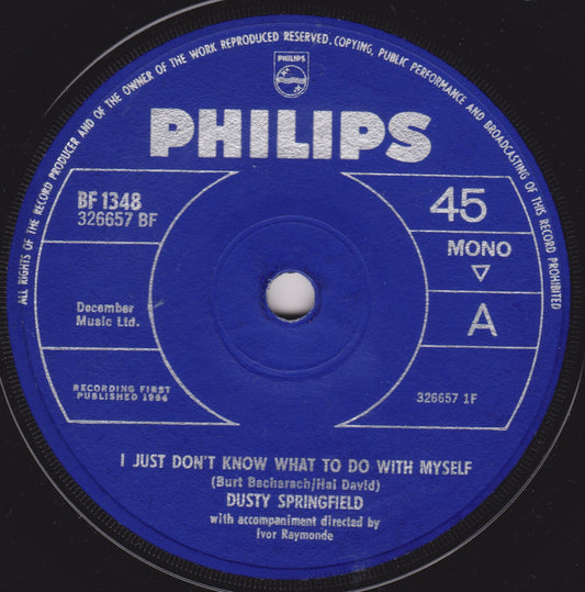 Dusty Springfield ‎– I Just Don't Know What To Do With Myself (Philips 1964) 7" vinyl single VG/-