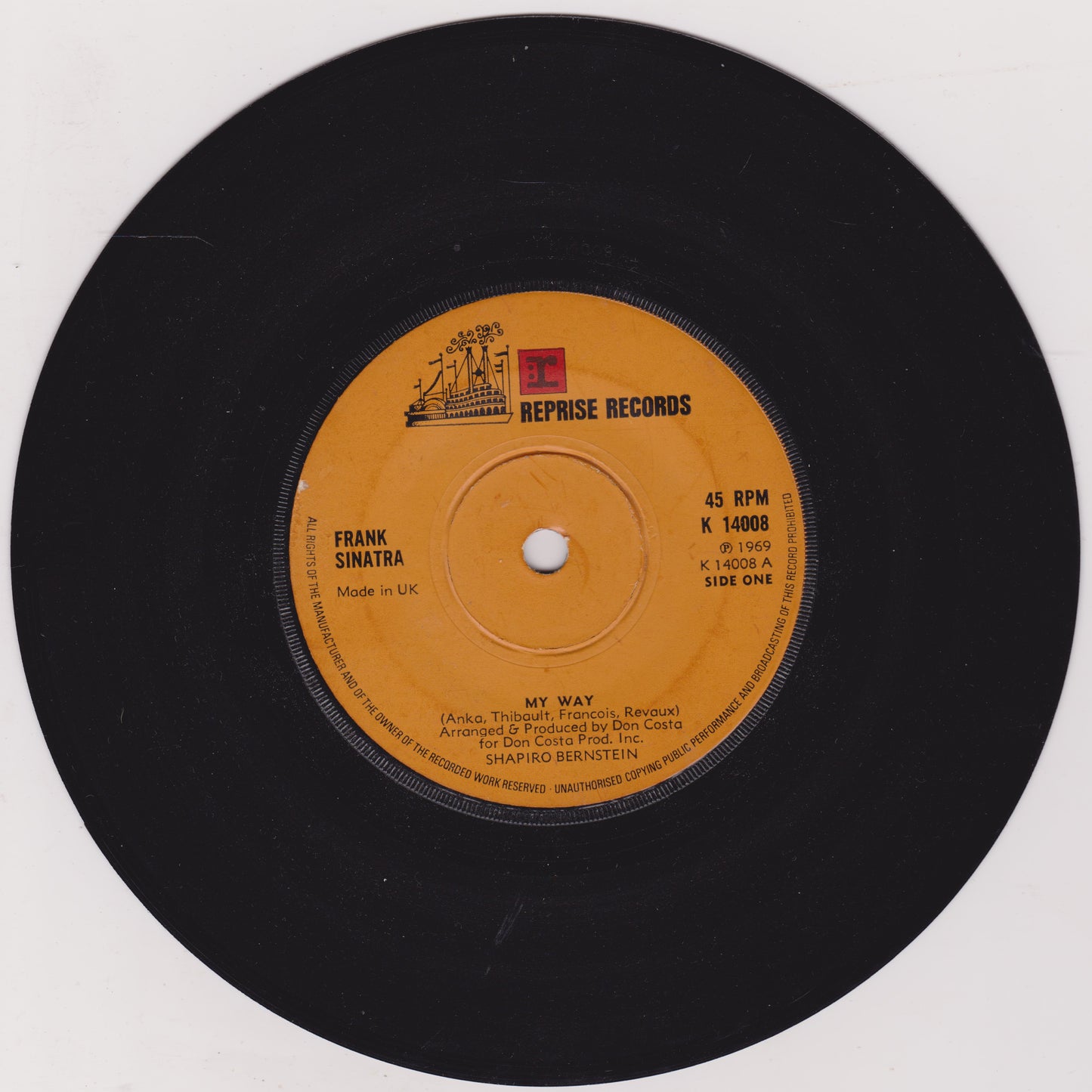Frank Sinatra – My Way (Reprise) 7” vinyl single VG/-