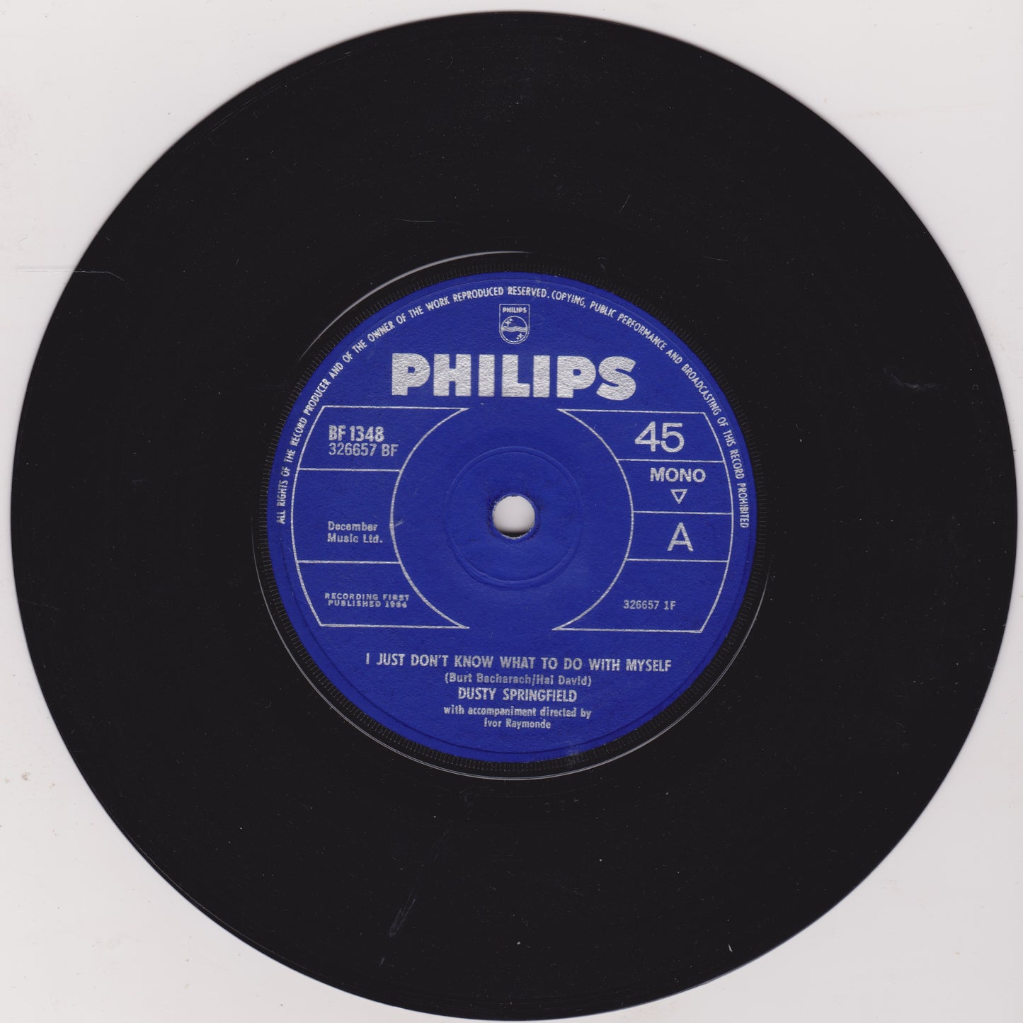 Dusty Springfield ‎– I Just Don't Know What To Do With Myself (Philips 1964) 7" vinyl single VG/-