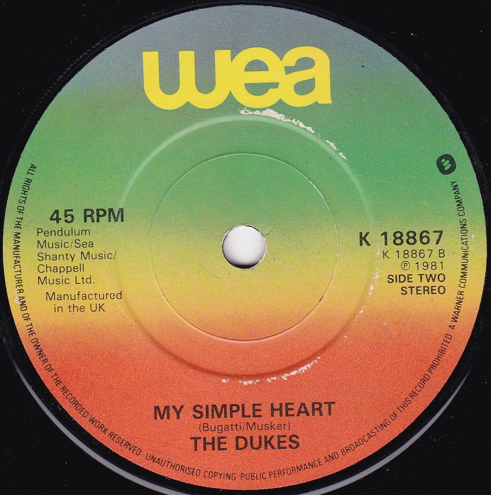 The Dukes ‎– Mystery Girl (WEA 1981) 7" vinyl single G+/-