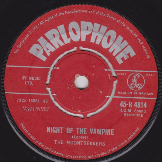 The Moontrekkers – Night Of The Vampire (Parlophone 1961) 7" vinyl single G+/-