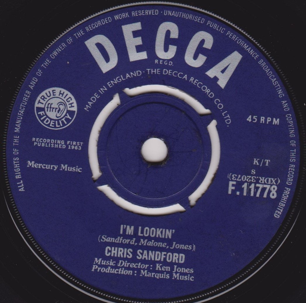 Chris Sandford ‎– Not Too Little - Not Too Much (Decca 1963) 7" vinyl single VG/-