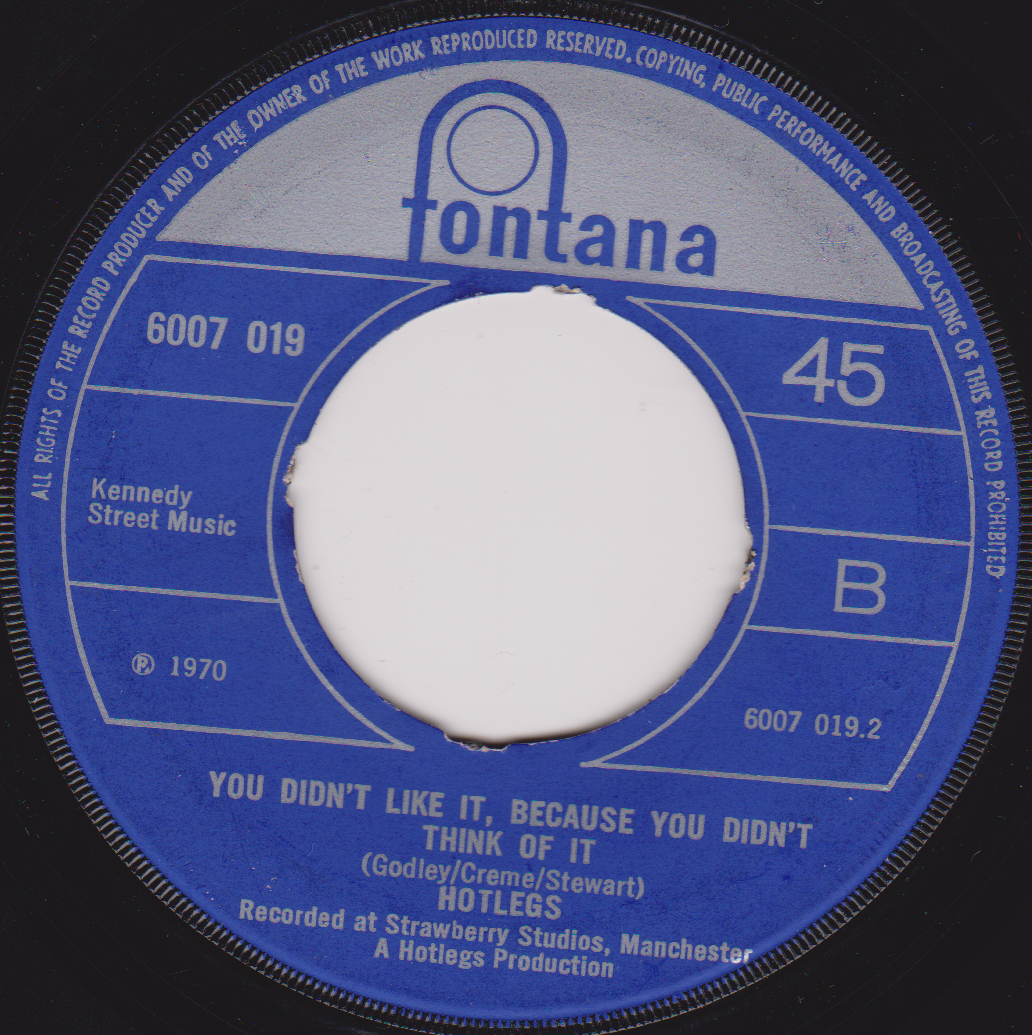 Hotlegs ‎– Neanderthal Man (Fontana 1970) 7" vinyl single G+/- jukebox centre