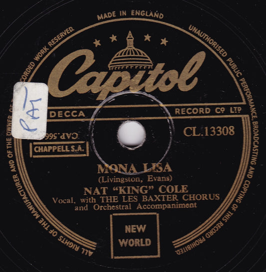 Nat "King" Cole – Mona Lisa / Baby, Wont You Say You Love Me 10" shellac VG/-