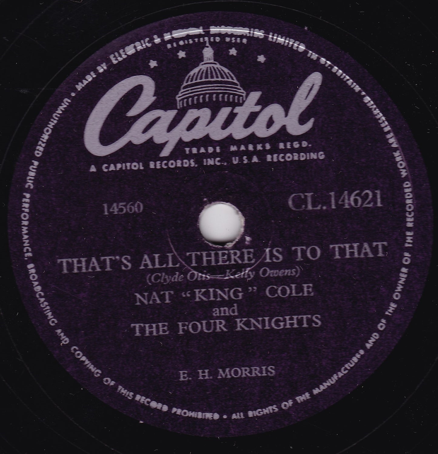 Nat "King" Cole – Love Me As Though There Were No Tomorrow 10" shellac VG/-