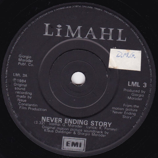 Limahl - The NeverEnding Story (EMI 1984) 7" vinyl single G+/-