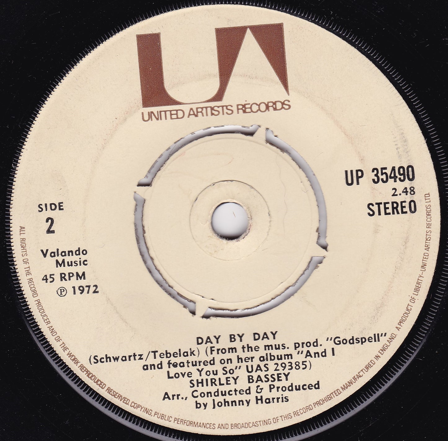 Shirley Bassey - Never, Never, Never (UA 1973) 7" vinyl single VG/-