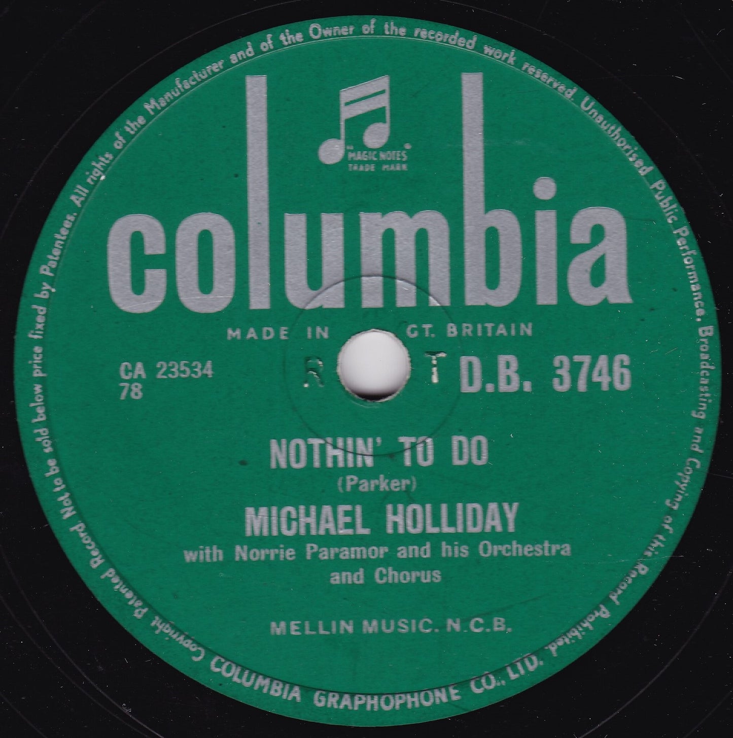 Michael Holliday – Nothin' To Do (Columbia 1956) 10" shellac VG/-