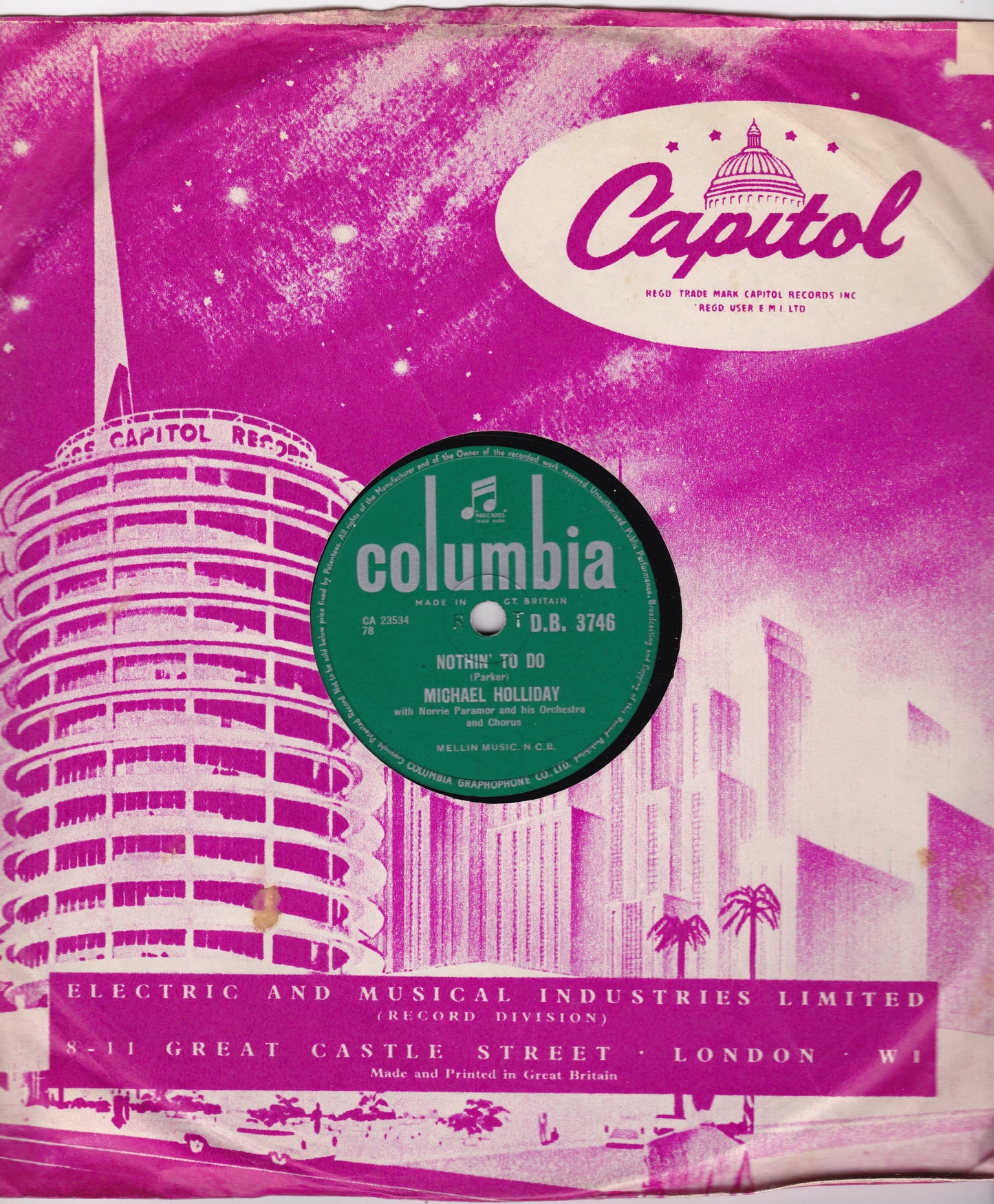 Michael Holliday – Nothin' To Do (Columbia 1956) 10" shellac VG/-