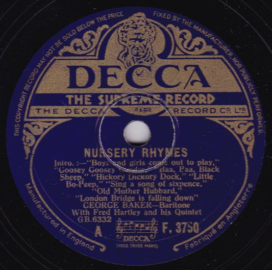 George Baker - Nursery Rhymes (Decca) 10" shellac VG/-