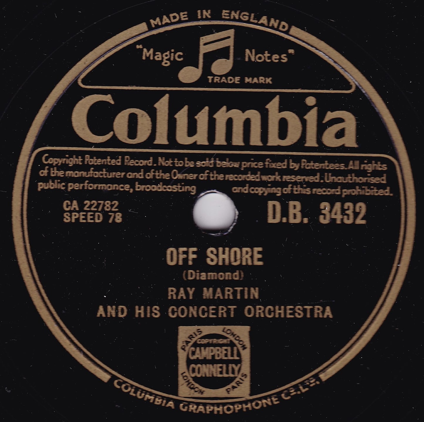 Ray Martin And His Concert Orchestra ‎– Off Shore (Columbia 1954) 10" shellac VG