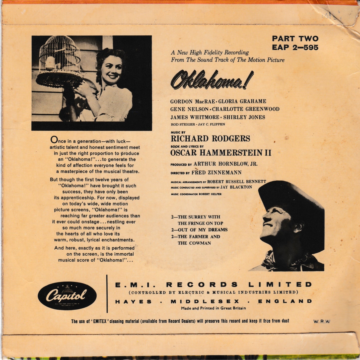 Rodgers And Hammerstein – Oklahoma! Part 2 (Capitol) 7" vinyl P/S EP VG/VG