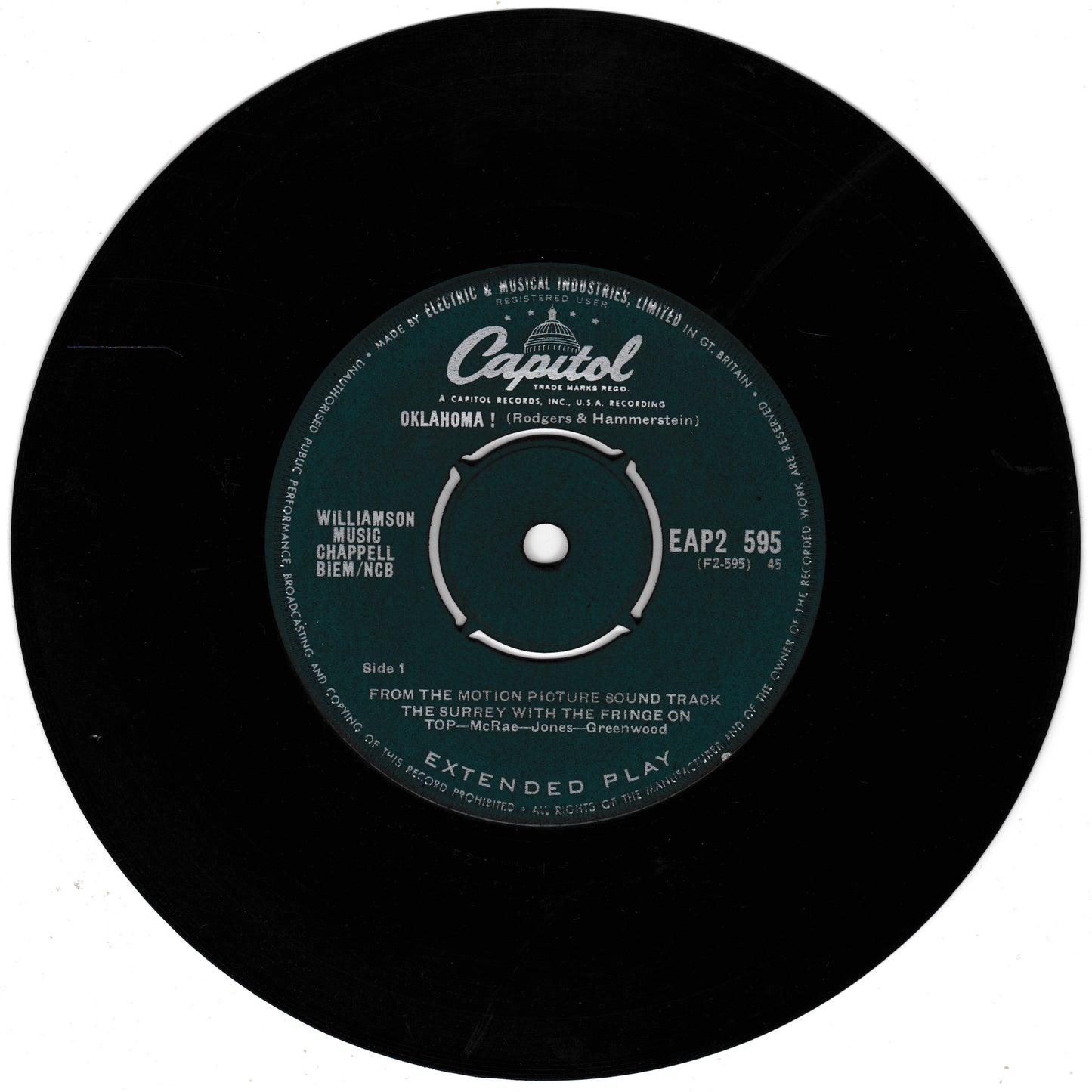 Rodgers And Hammerstein – Oklahoma! Part 2 (Capitol) 7" vinyl P/S EP VG/VG