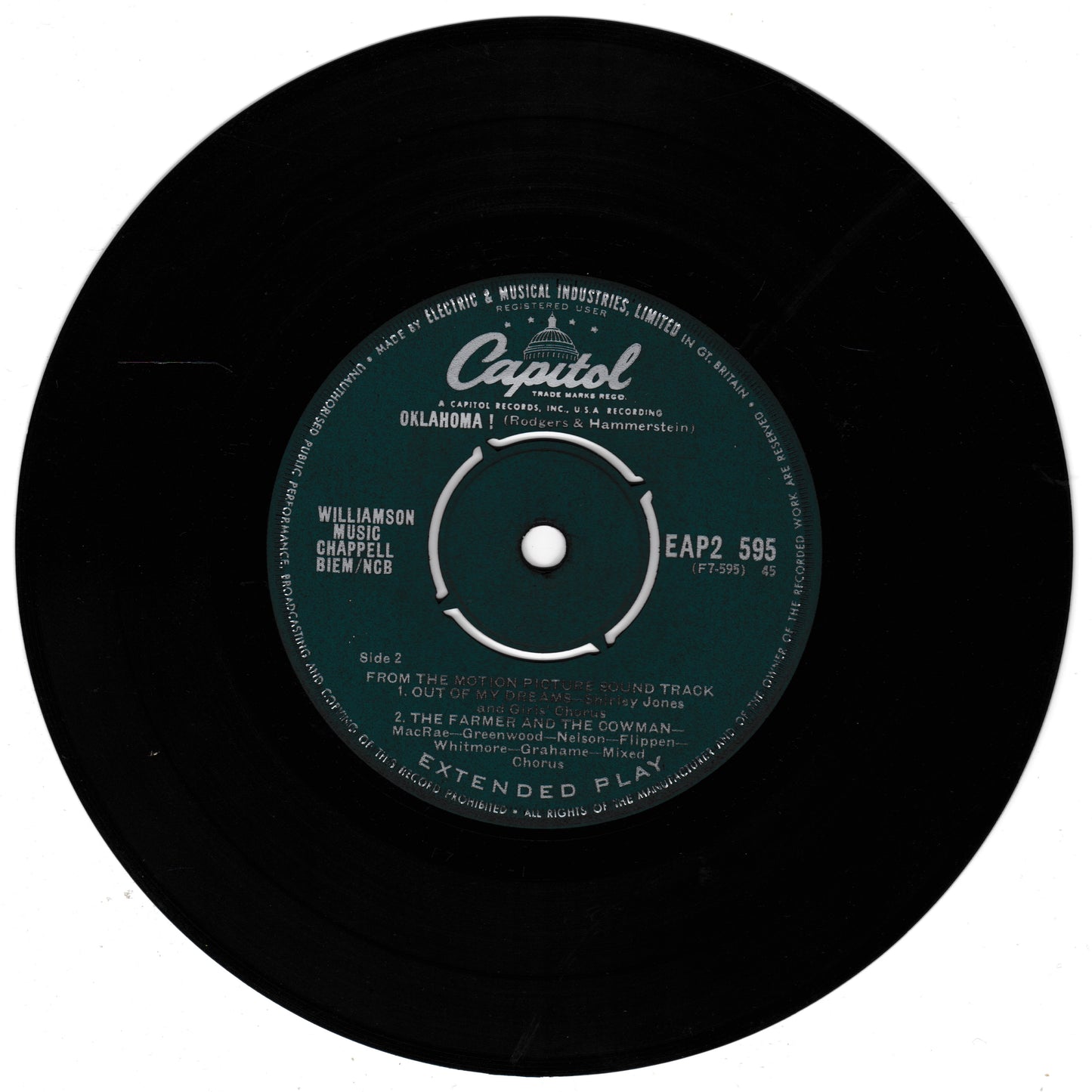 Rodgers And Hammerstein – Oklahoma! Part 2 (Capitol) 7" vinyl P/S EP VG/VG
