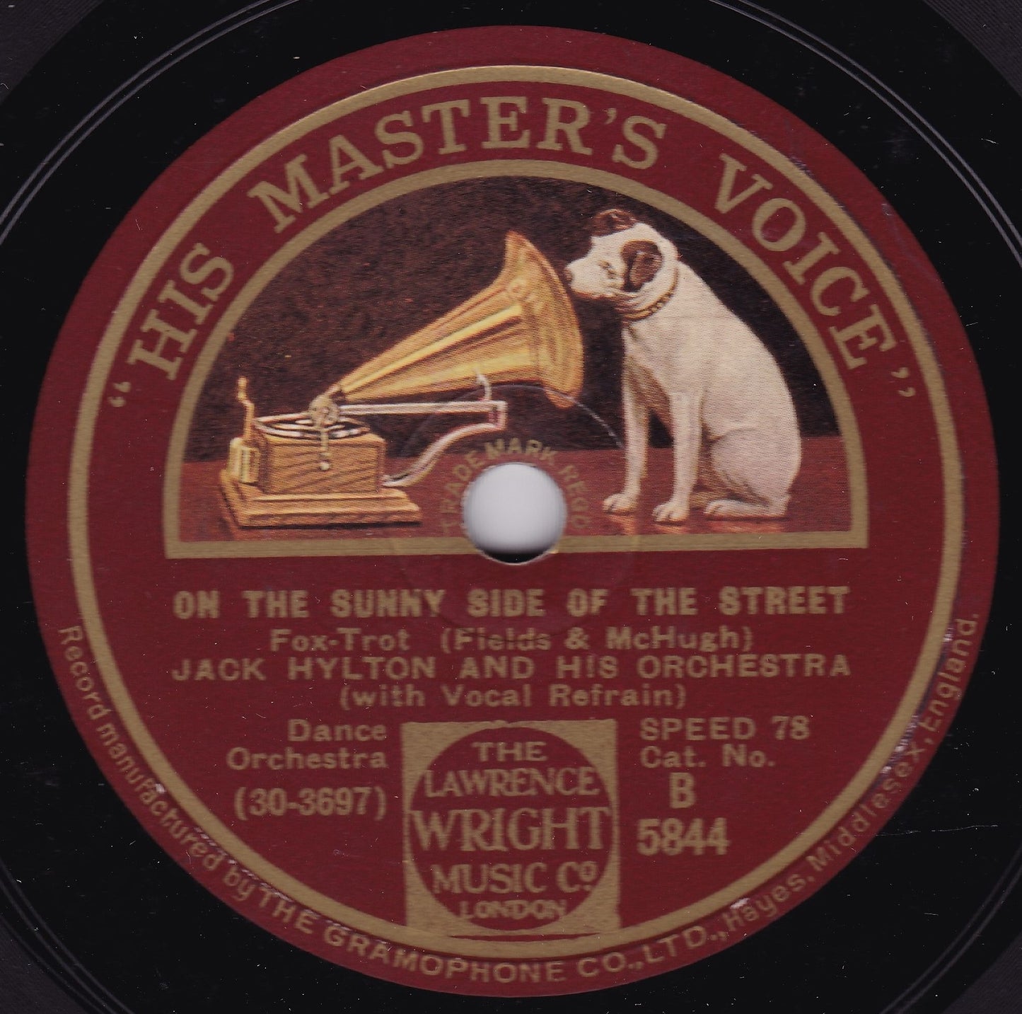 Jack Hylton - On The Sunny Side Of The Street (HMV 1930) 10" shellac VG/F