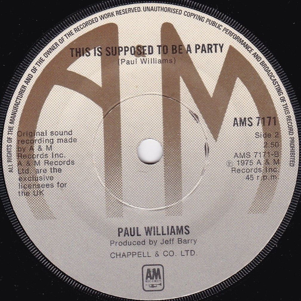 Paul Williams – One More Angel (A&M 1975) 7" vinyl single G+/-