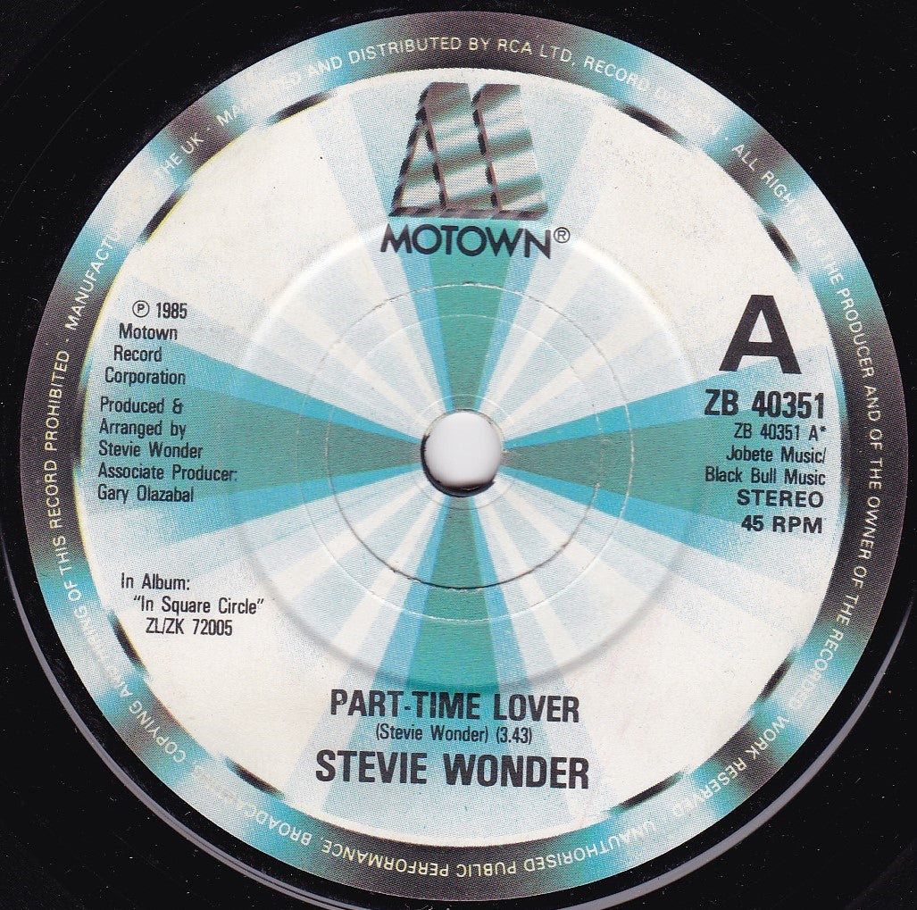 Stevie Wonder – Part-Time Lover (Motown 1985) 7" vinyl single G+/-