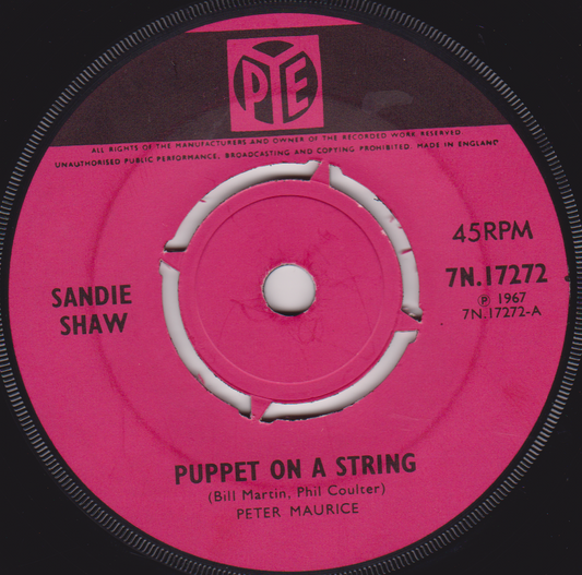 Sandie Shaw - Puppet On A String (Pye, 1967) 7" vinyl single VG/-