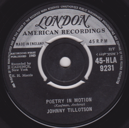 Johnny Tillotson ‎– Poetry In Motion (London 1960) 7" vinyl single VG/-