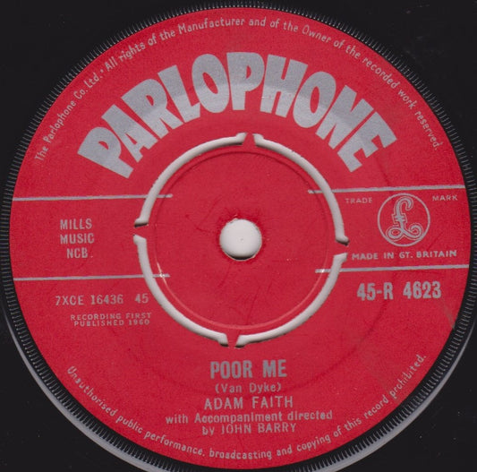 Adam Faith – Poor Me (1960) 7" vinyl single VG/-