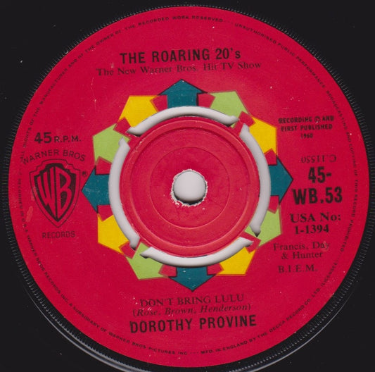 Dorothy Provine - Don't Bring Lulu (WB 1960) 7" vinyl single VG/-