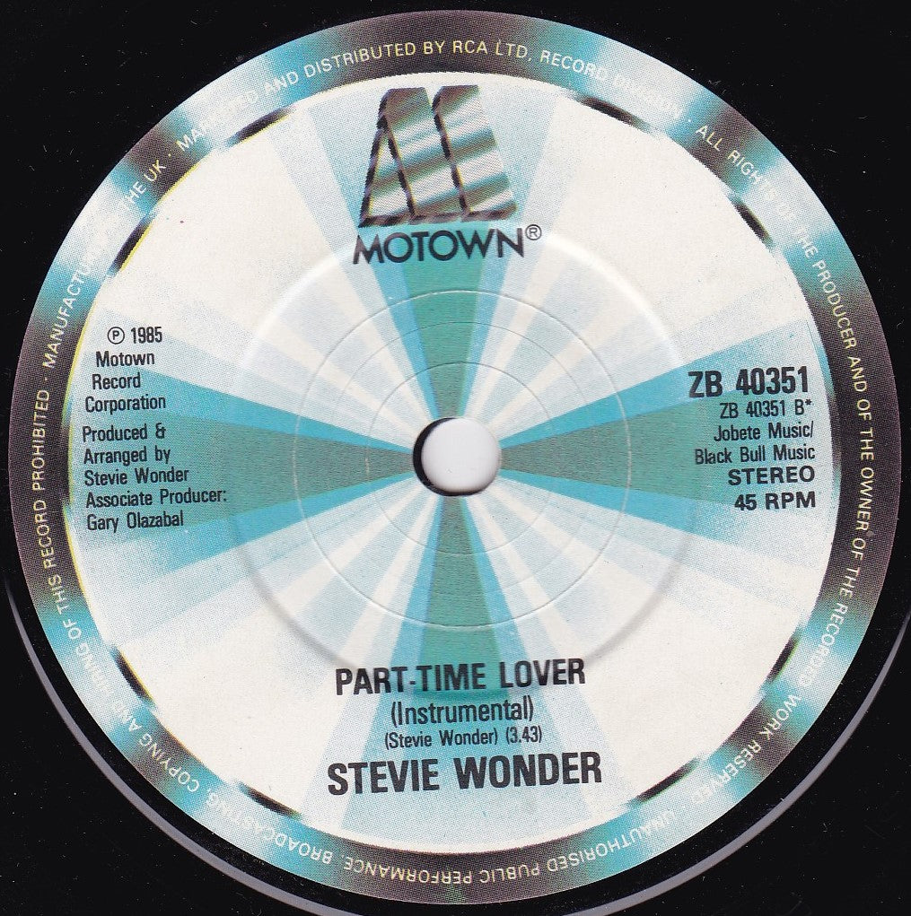 Stevie Wonder – Part-Time Lover (Motown 1985) 7" vinyl single G+/-