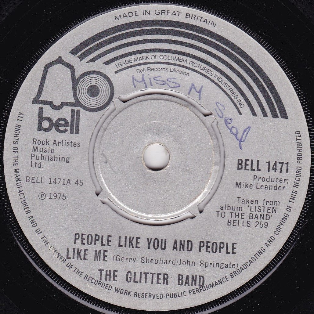 The Glitter Band ‎– People Like You And People Like Me (Bell 1976) 7" vinyl single G+/-