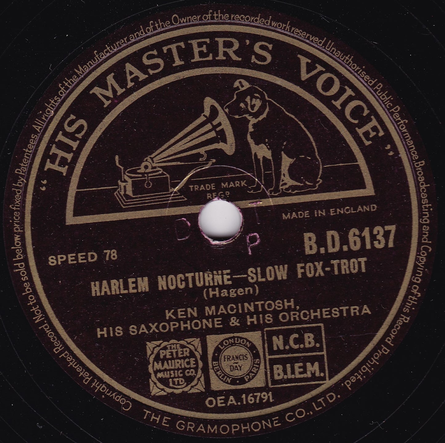 Ken Mackintosh - Plink, Plank, Plonk (HMV 1952) 10" shellac VG/-