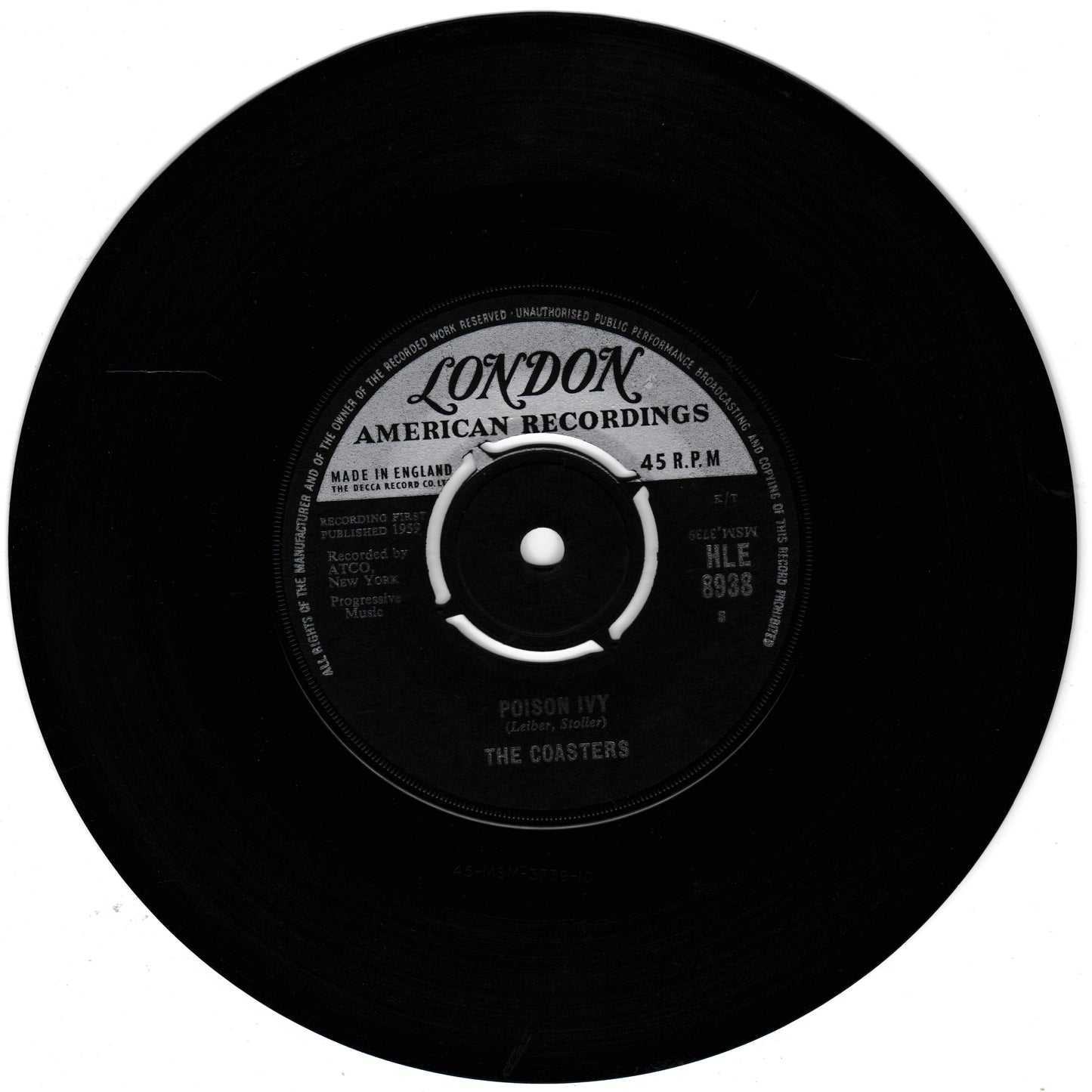 The Coasters ‎– Poison Ivy (London 1959) 7" vinyl single VG/VG