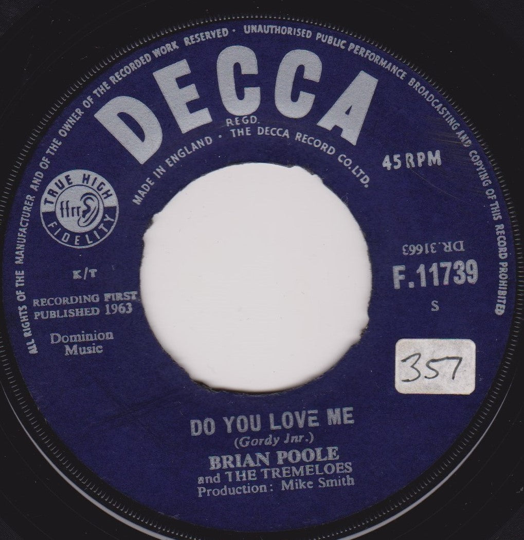 Brian Poole & The Tremeloes – Do You Love Me (Decca 1963) 7" vinyl single VG/- jukebox
