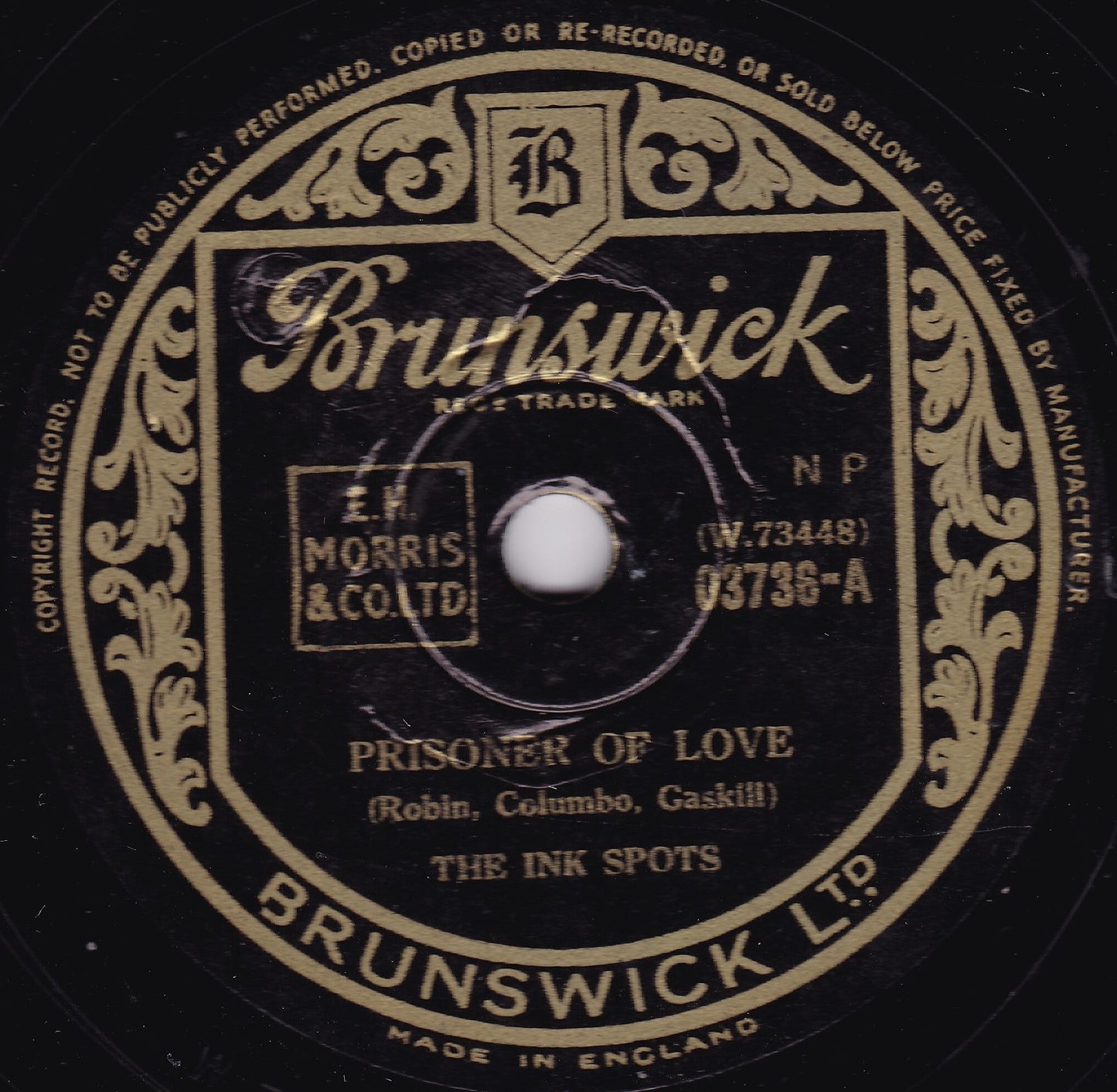 The Ink Spots – Prisoner Of Love (Brunswick 1947) 10" shellac VG/-