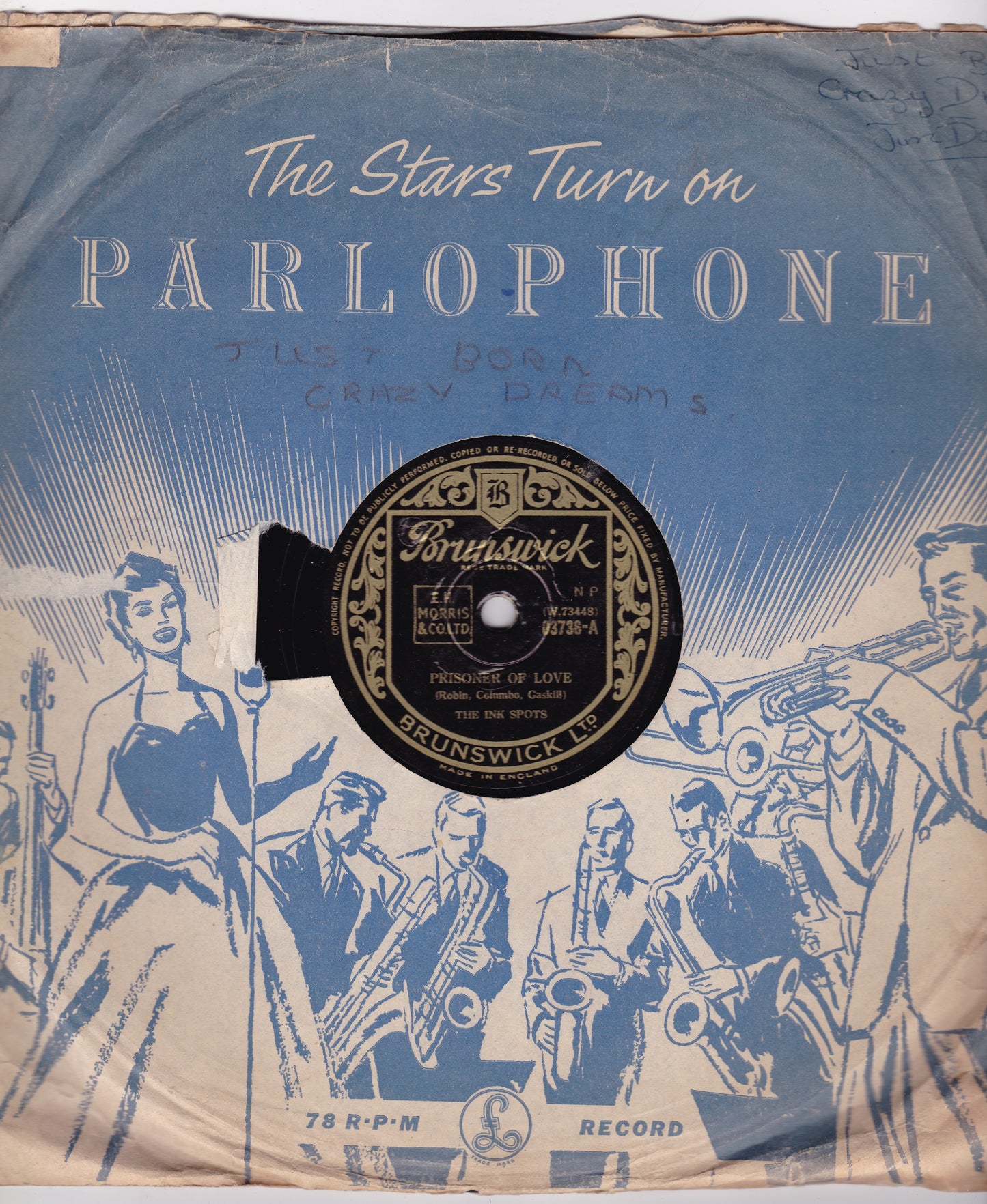 The Ink Spots – Prisoner Of Love (Brunswick 1947) 10" shellac VG/-