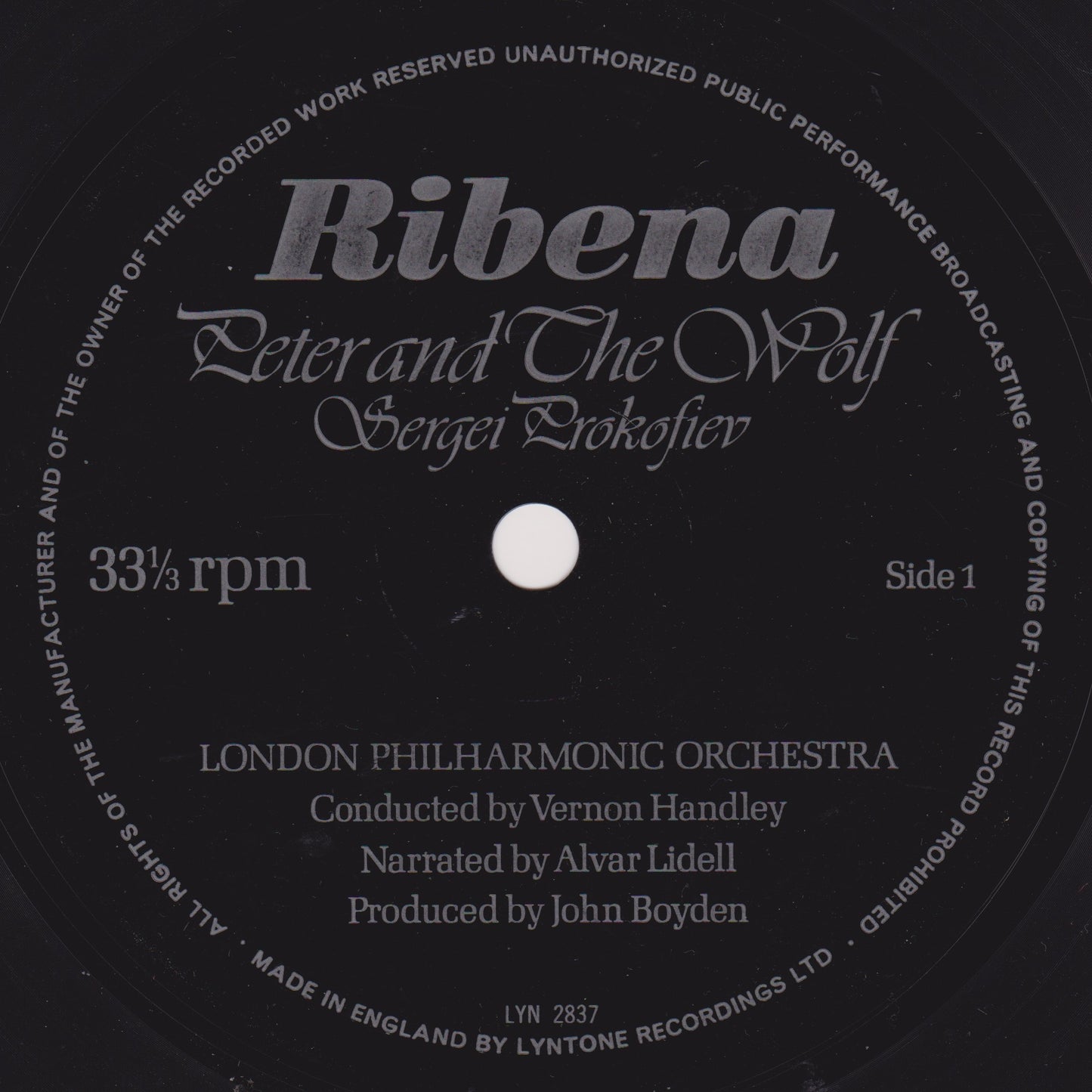 Sergei Prokofiev ‎– Peter And The Wolf (Ribena 1974) 7" flexi disc EP VG/-