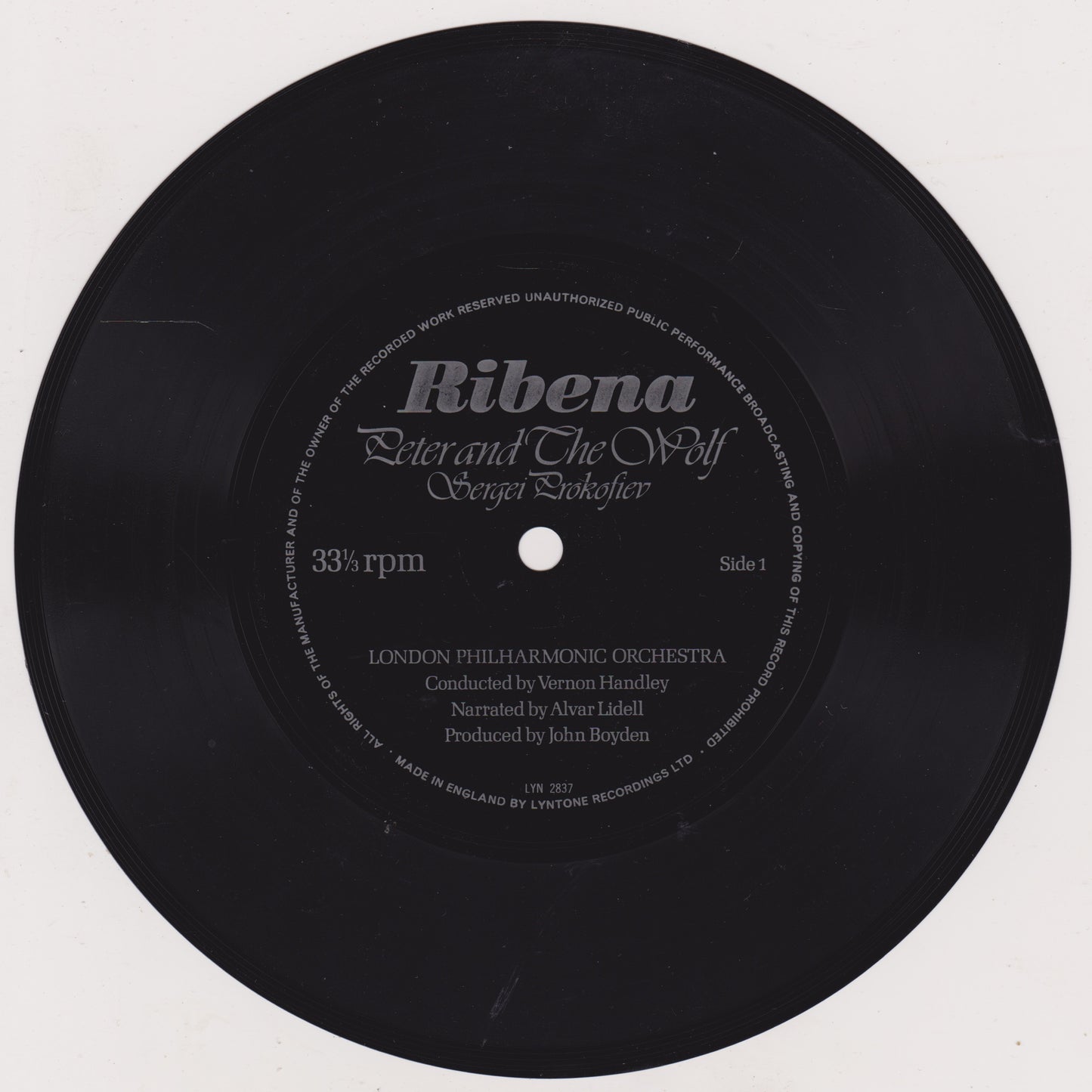 Sergei Prokofiev ‎– Peter And The Wolf (Ribena 1974) 7" flexi disc EP VG/-