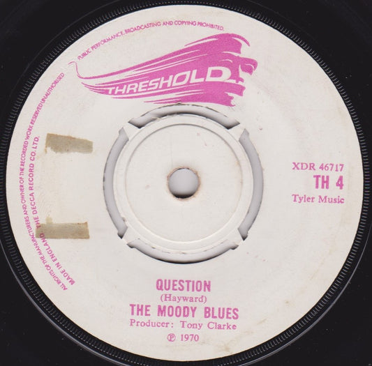 The Moody Blues – Question (Threshold 1970) 7" vinyl single VG/-