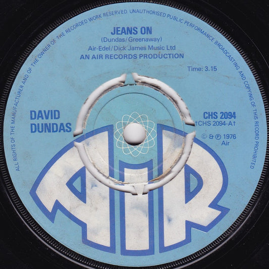 David Dundas ‎– Jeans On (Air 1976) 7" vinyl single G+/-